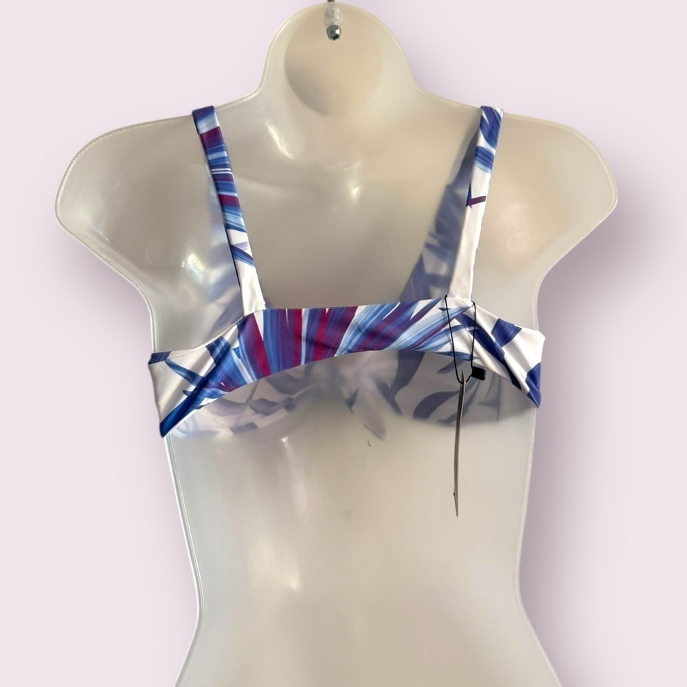 NWT Vaya Island Tie Front Bikini Top Italian Lycra Blue Print Size M - Picture 3 of 6